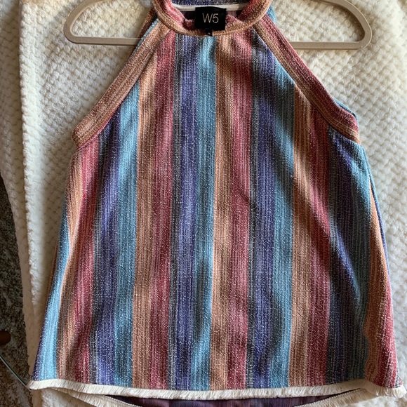 Anthropologie Tops - Anthropologie W5 Knit Colorful Stripe Halter Top